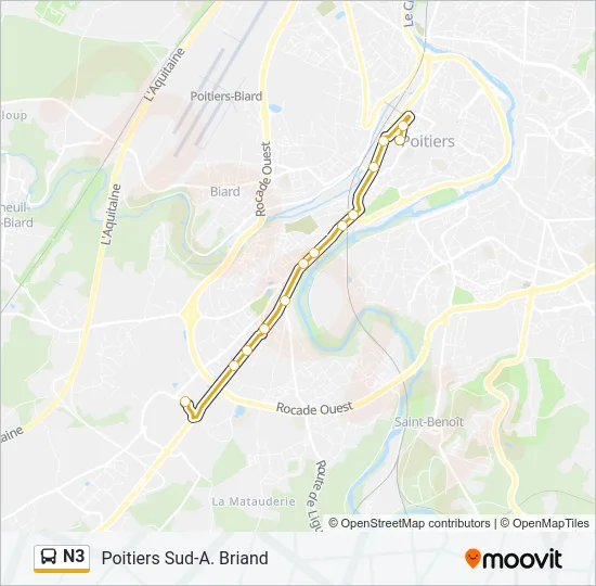 N3 Bus Line Map