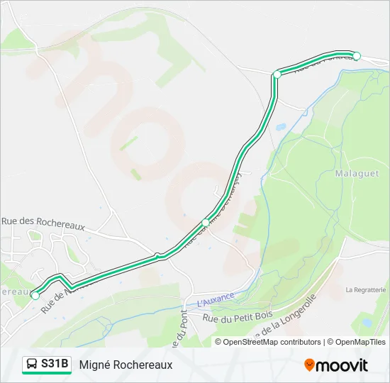Plan de la ligne S31B de bus