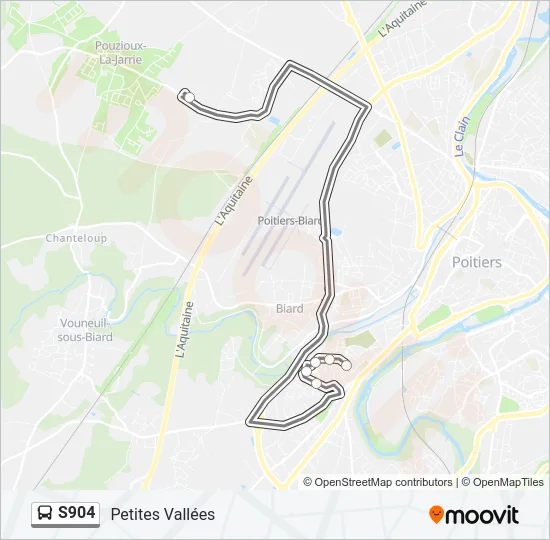 Plan de la ligne S904 de bus