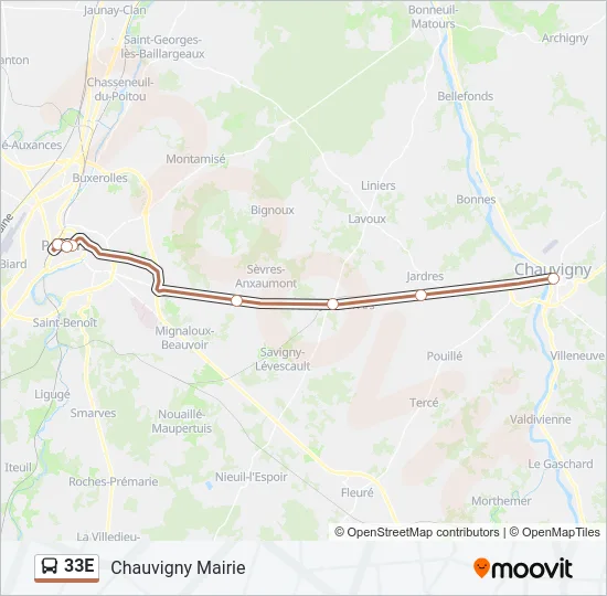 33E Bus Line Map