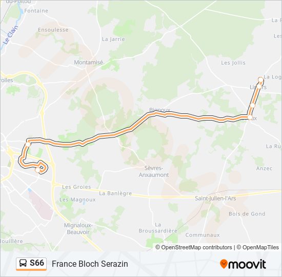 S66 bus Line Map