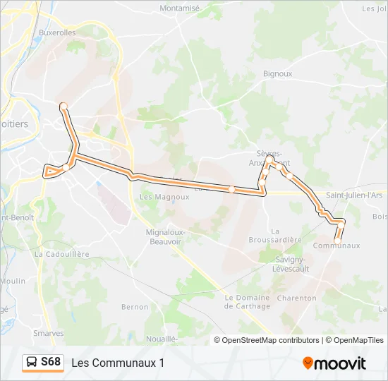 S68 Bus Line Map