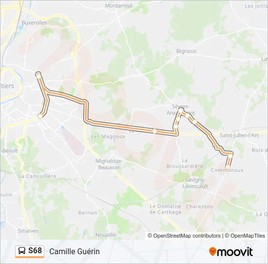 S68 Bus Line Map