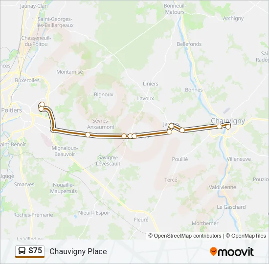 S75 Bus Line Map