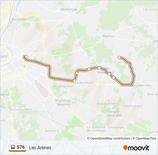 Mapa de S76 de autobús