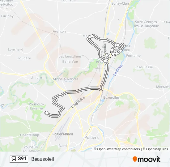 S91 Bus Line Map