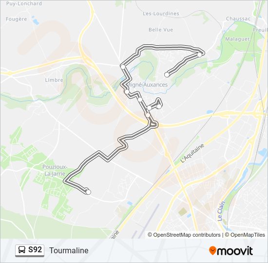 Mapa de S92 de autobús