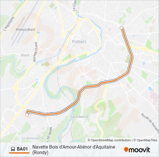 Plan de la ligne BA01 de bus