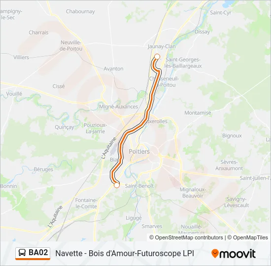 Plan de la ligne BA02 de bus