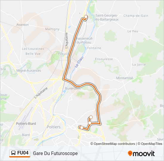 Plan de la ligne FU04 de bus