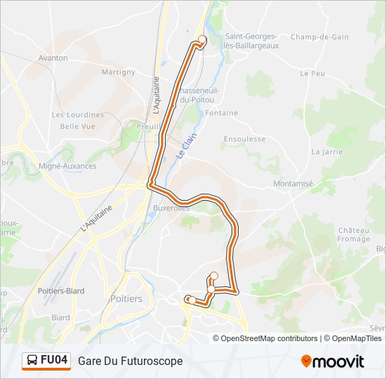 Plan de la ligne FU04 de bus