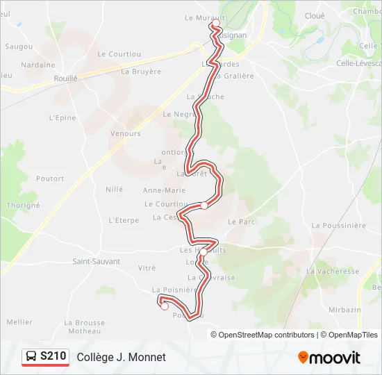 S210 Bus Line Map