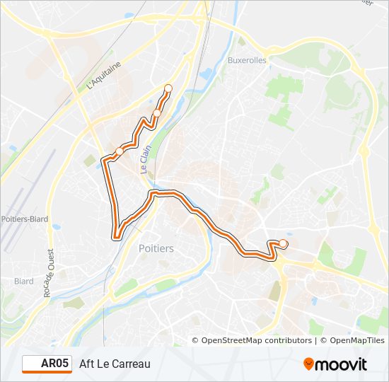 Plan de la ligne AR05 de bus