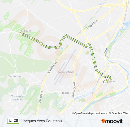 Plan de la ligne 20 de bus