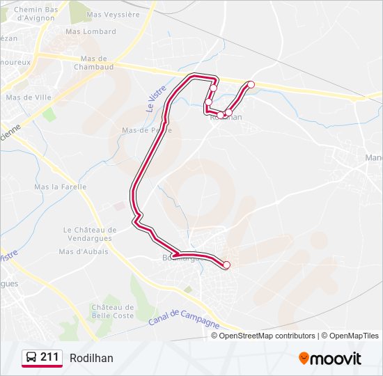 Plan de la ligne 211 de bus