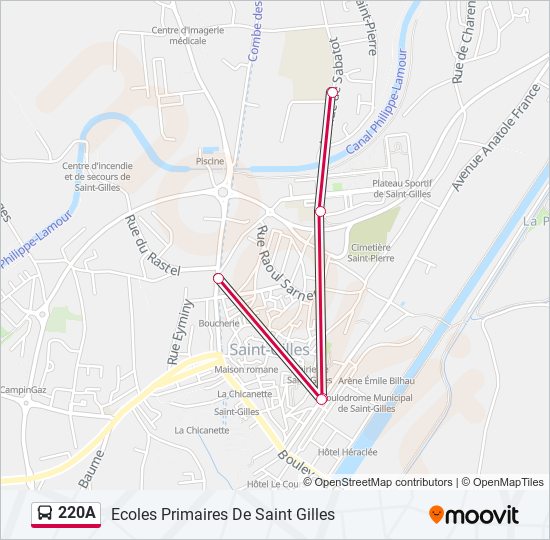 Mapa de 220A de autobús