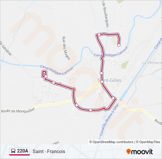 Mapa de 220A de autobús