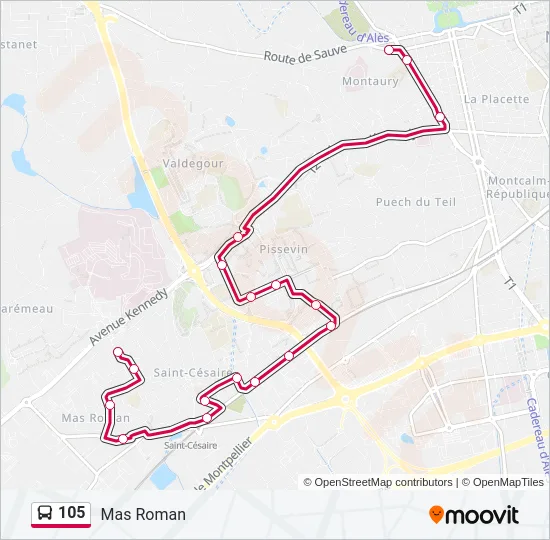 105 Bus Line Map