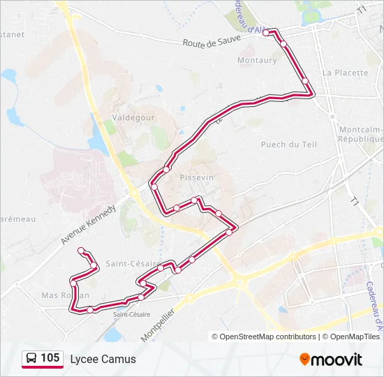 105 Bus Line Map