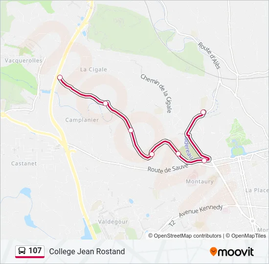 107 Bus Line Map