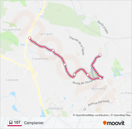 107 Bus Line Map