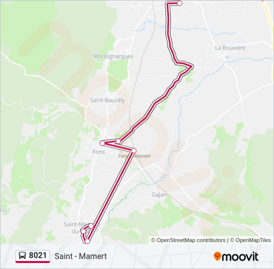 Plan de la ligne 8021 de bus