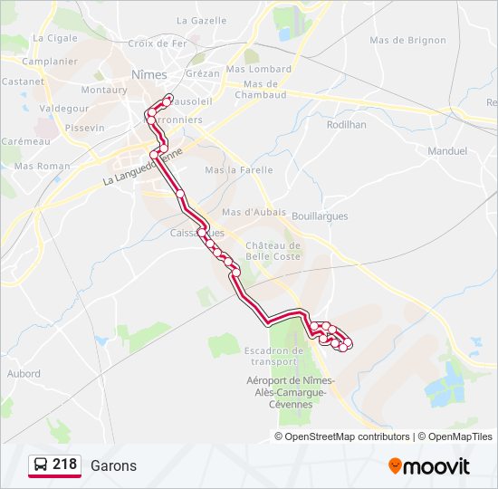 Plan de la ligne 218 de bus