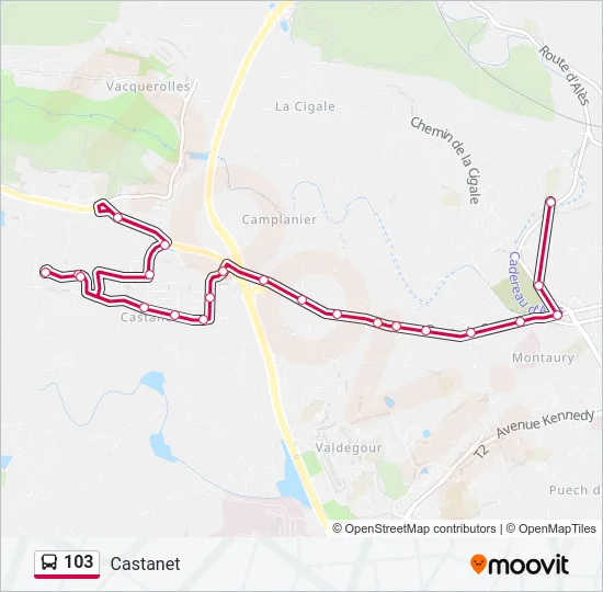 103 Bus Line Map