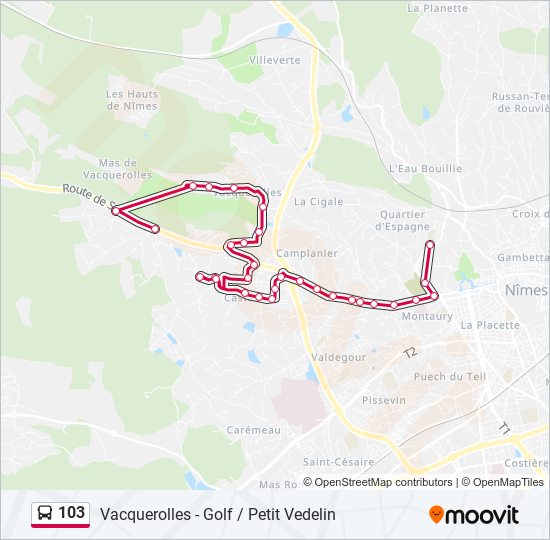 Plan de la ligne 103 de bus