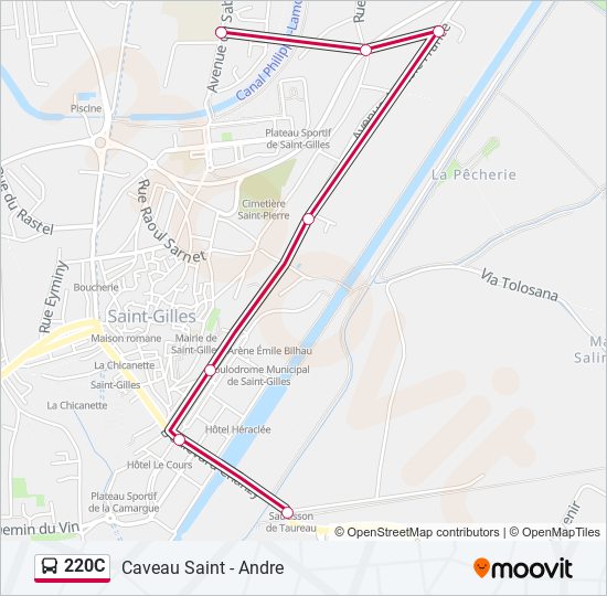 Plan de la ligne 220C de bus