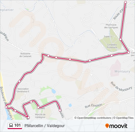 Plan de la ligne 101 de bus