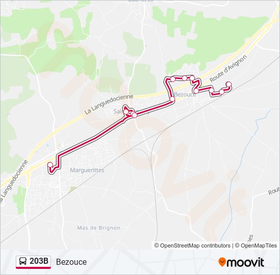 Plan de la ligne 203B de bus