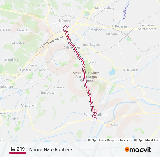 219 Bus Line Map