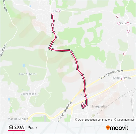 203A Bus Line Map