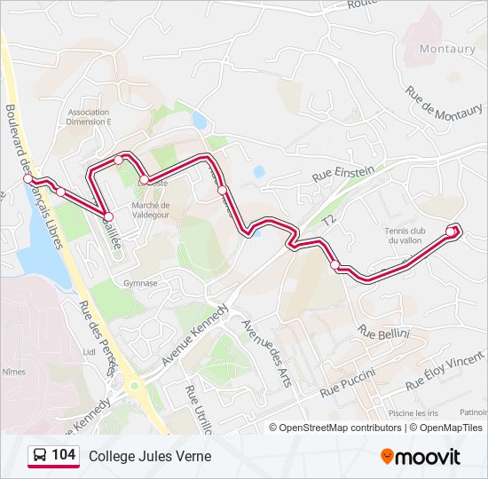 Mapa de 104 de autobús