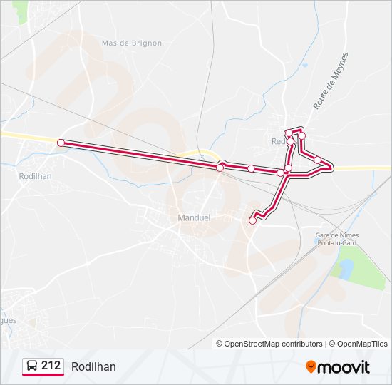 Plan de la ligne 212 de bus