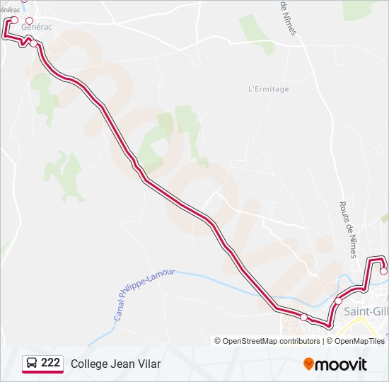 Plan de la ligne 222 de bus