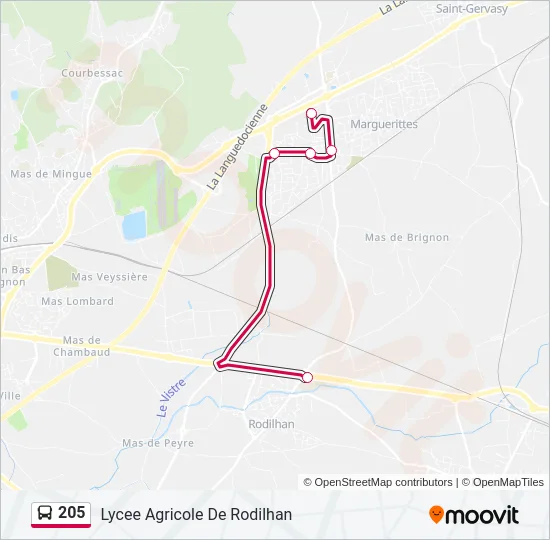 205 Bus Line Map
