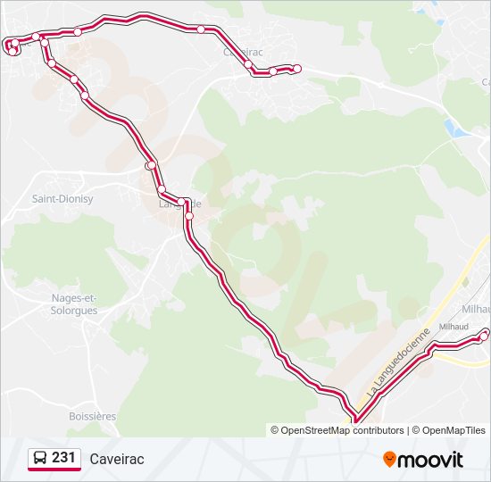 Plan de la ligne 231 de bus