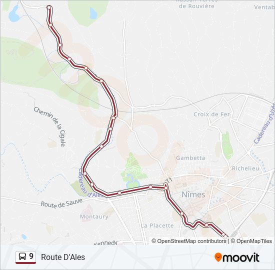 Mapa de 9 de autobús