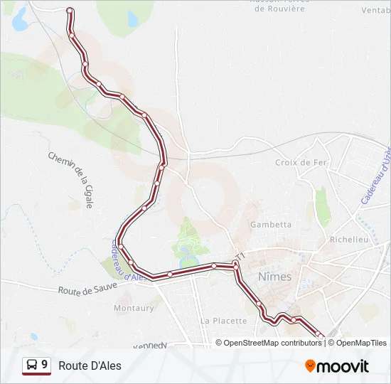 9 Bus Line Map