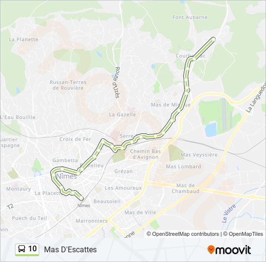 Plan de la ligne 10 de bus