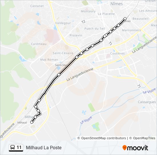 Plan de la ligne 11 de bus