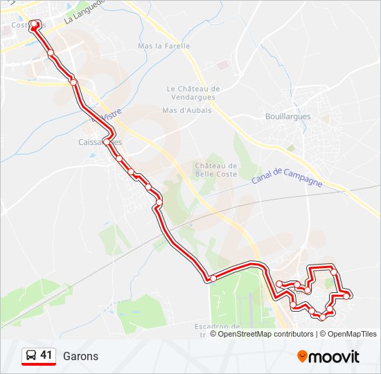 Plan de la ligne 41 de bus