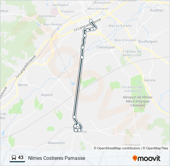 Plan de la ligne 43 de bus