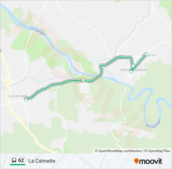 Plan de la ligne 62 de bus