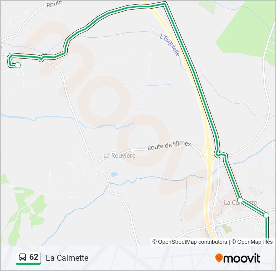 Plan de la ligne 62 de bus