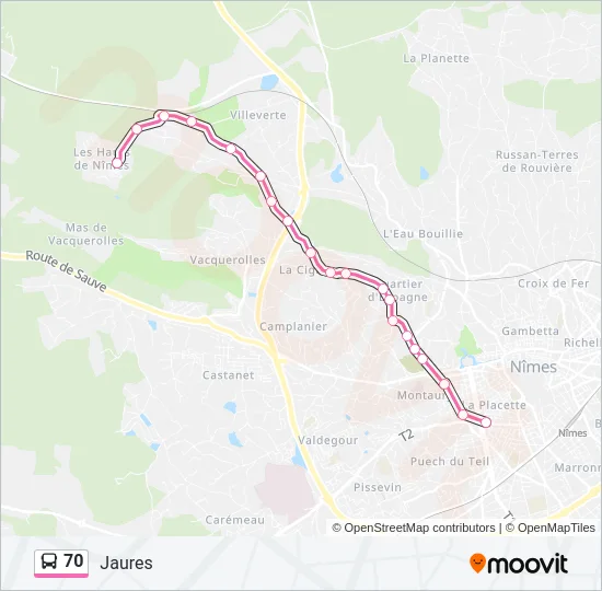 70 Bus Line Map
