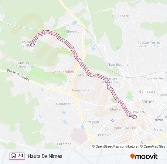 Plan de la ligne 70 de bus