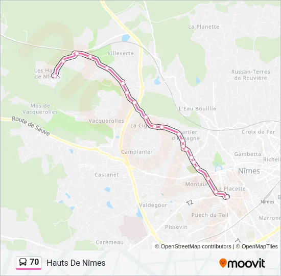 70 Bus Line Map
